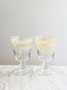 hand painted wine glass with two cream stripes set of two