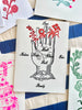 block print hand made card with open palmed hand 7.25" by 10" with other card designs