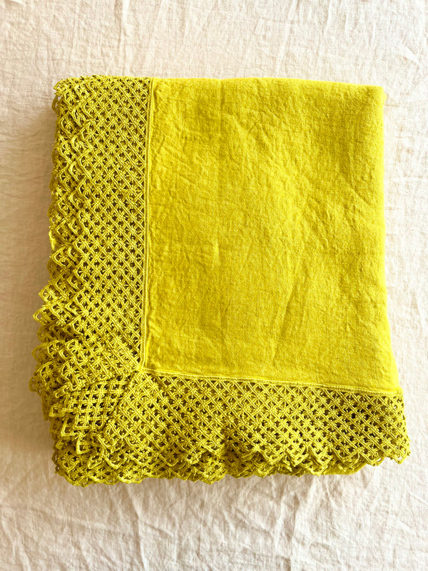 Yellow Milano Macrame Tablecloth folded
