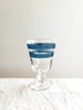 wine glass with blue stripes 5.5 inch close up