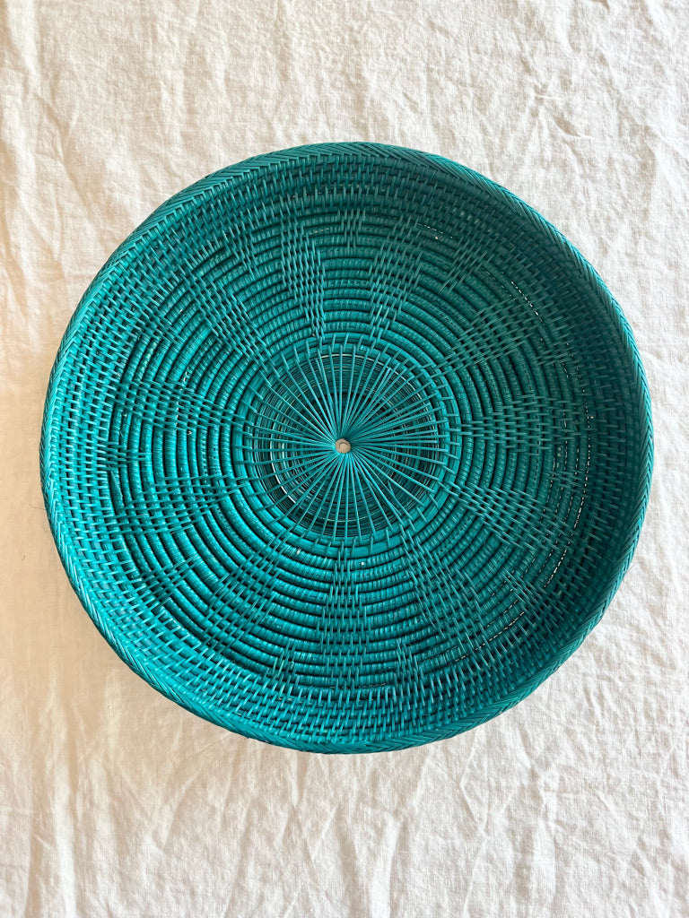 green round woven tray fourteen inches