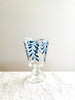 hand painted wine glasses with blue leaf stem pattern