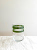 hand painted water glass with two green stripes
