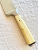 chef knife with boxwood handle by palleras solsona handle detail