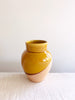 gold red and cream pottery vase 7 inches tall