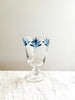 hand painted wine glasses with blue leaf pattern flower at rim
