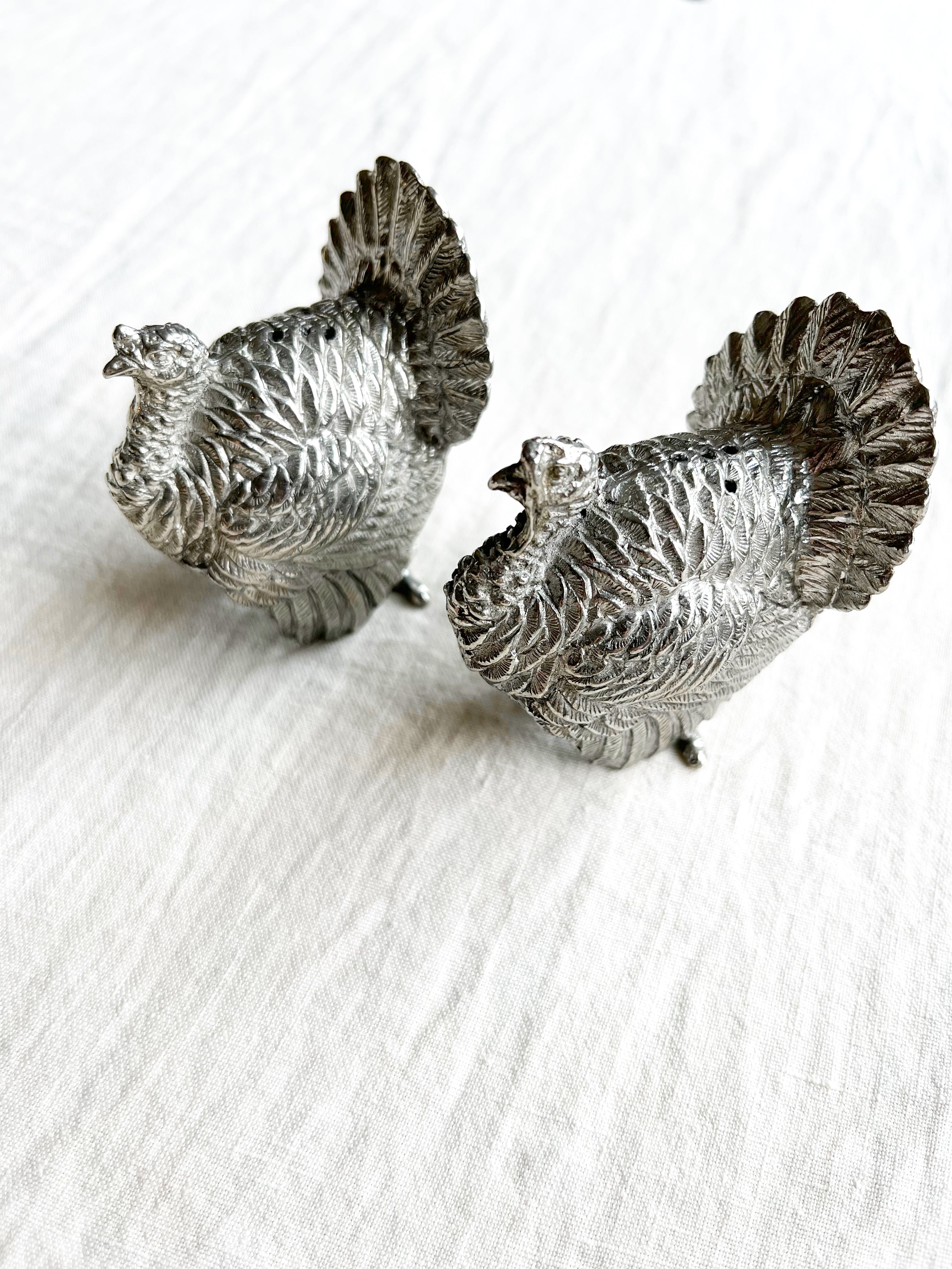 turkey shaped pewter salt & pepper shakers