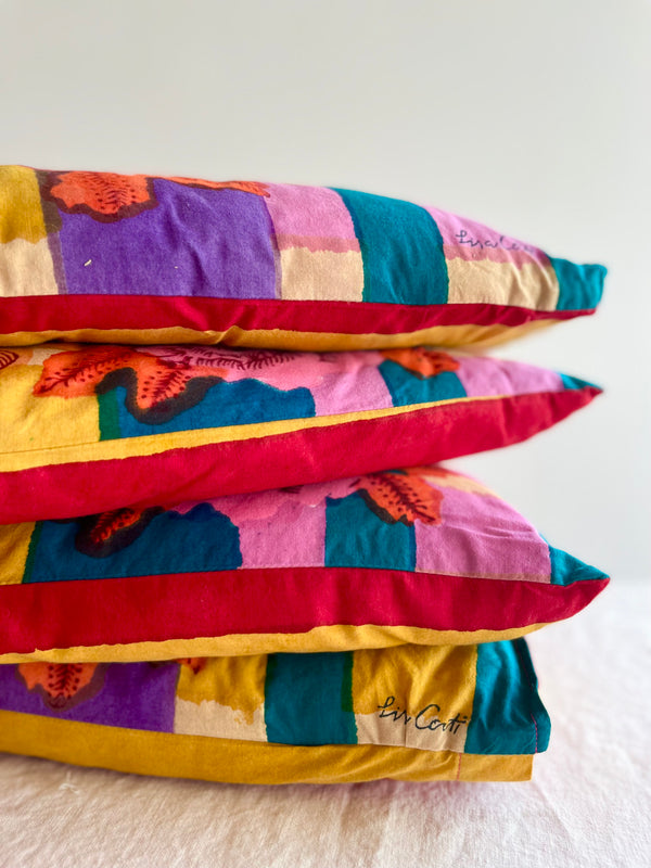 Lisa Corti Small Ankara Mustard Pillow close up stacked