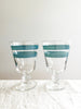 wine glass with teal stripes 5.5 inch set