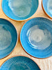 blue pasta bowl with peacock pattern group on table eleven inch aegean