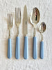 sabre stainless steel flatware set with blue resin handle