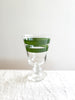 hand painted wine glass with two green stripes
