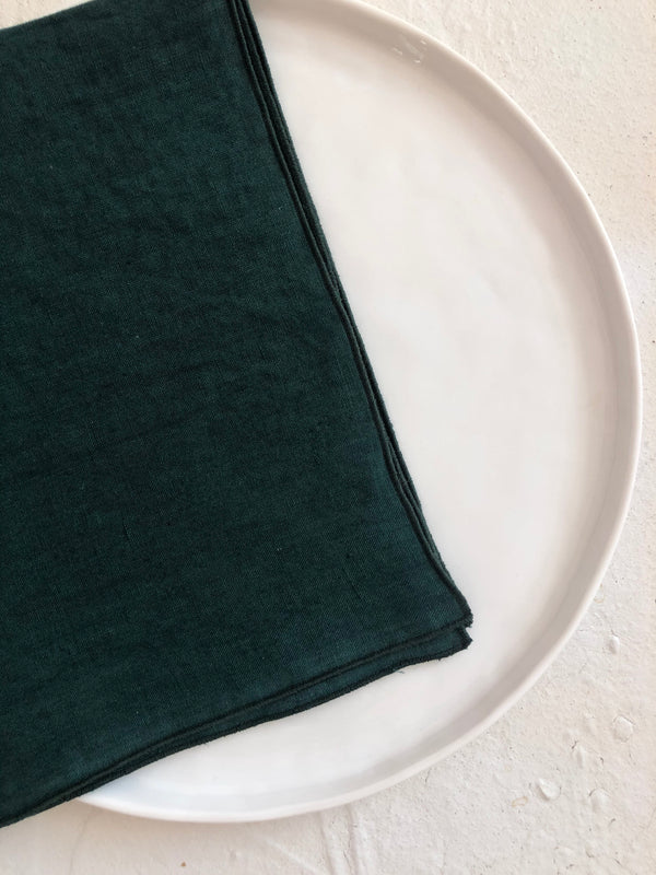 teal green rolled edge linen napkins 18 inch square
