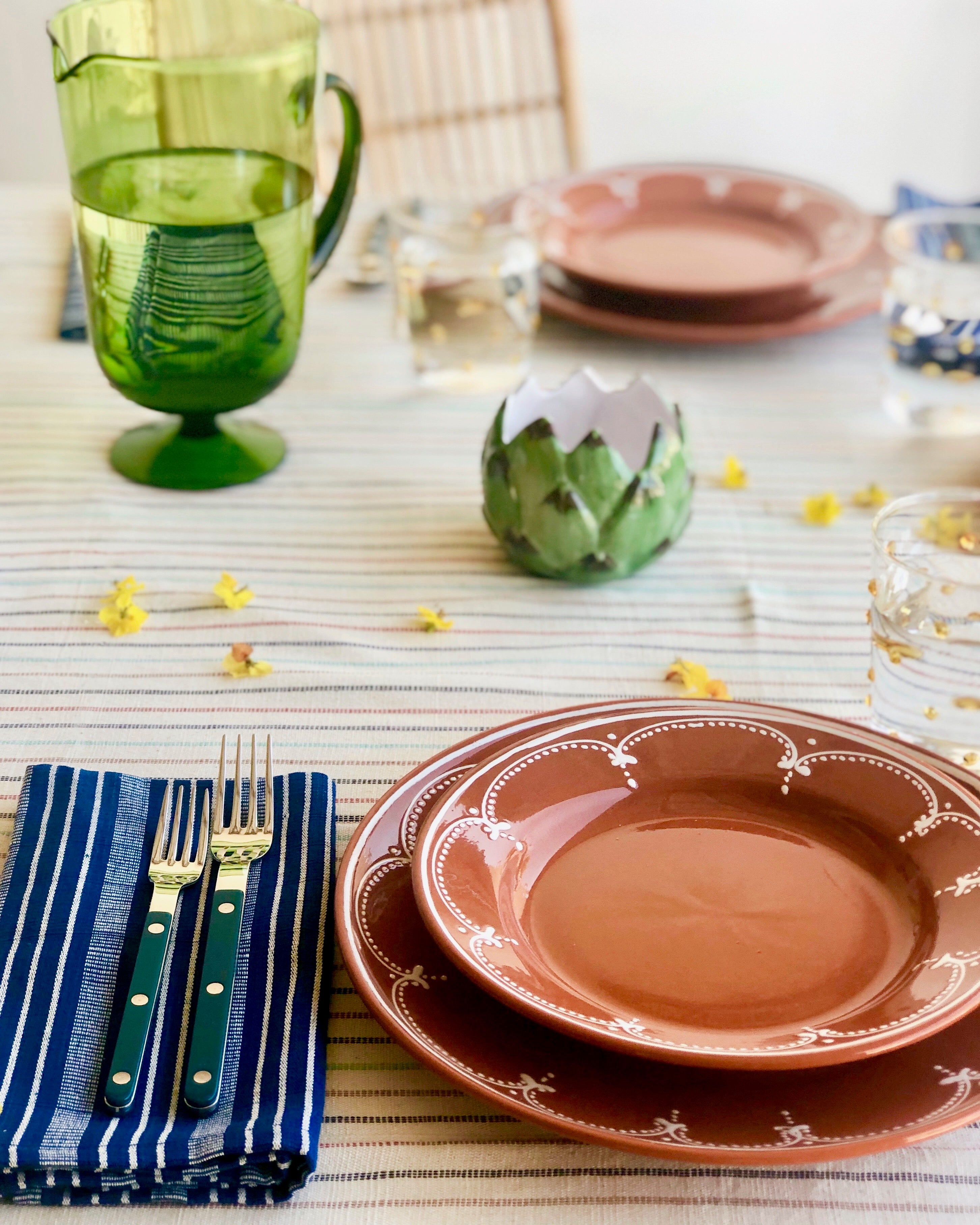 artichoke candle holder in tablescape