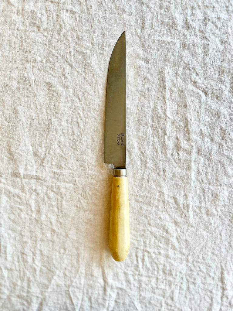 kitchen knife with boxwood handle by pallares solsona carbon steel 15cm