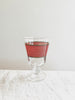 hand painted wine glass with red and green stripe