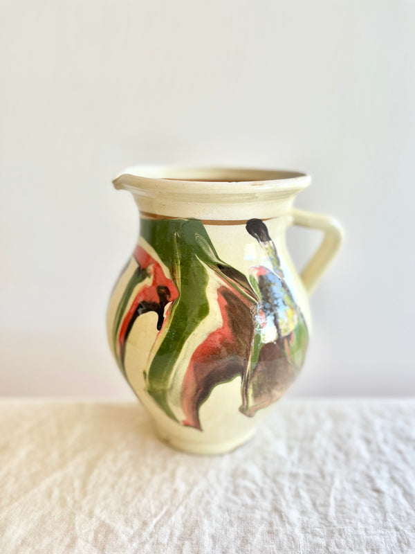 cream olive and pink hand painted vase