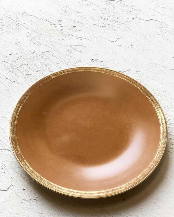 porcelain bread plate brown 6.5 inch close up