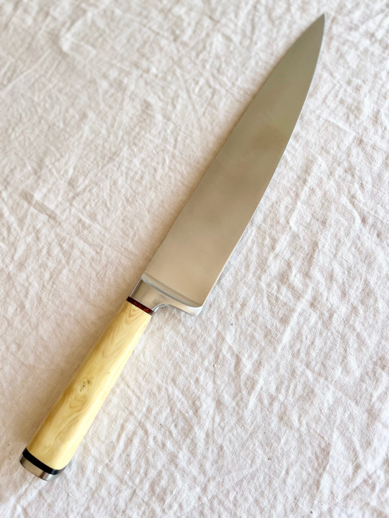 chef knife with boxwood handle by pallares solsona back view 25cm