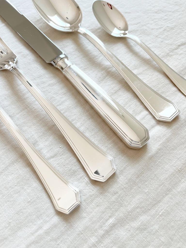 ottagonale flatware silver plated angled close up