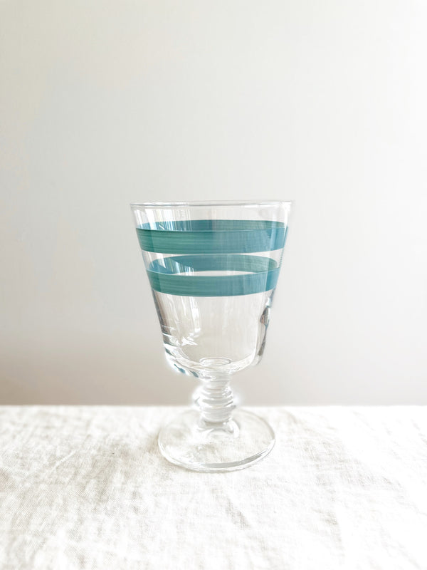 wine glass with teal stripes 5.5 inch