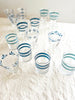 water glass with blue stripes 4 inch assorted styles
