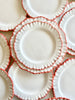 ruffle dinner plate orange edge 10.2 inch laid out together