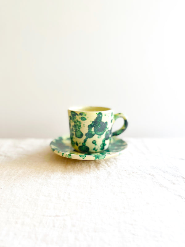 fasano espresso cup with green splatter pattern