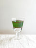 hand painted wine glass with green and red stripe