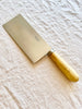 cleaver with boxwood handle by pallares solsona diagonally on table 18cm