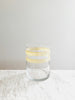 hand painted water glass with two cream stripes