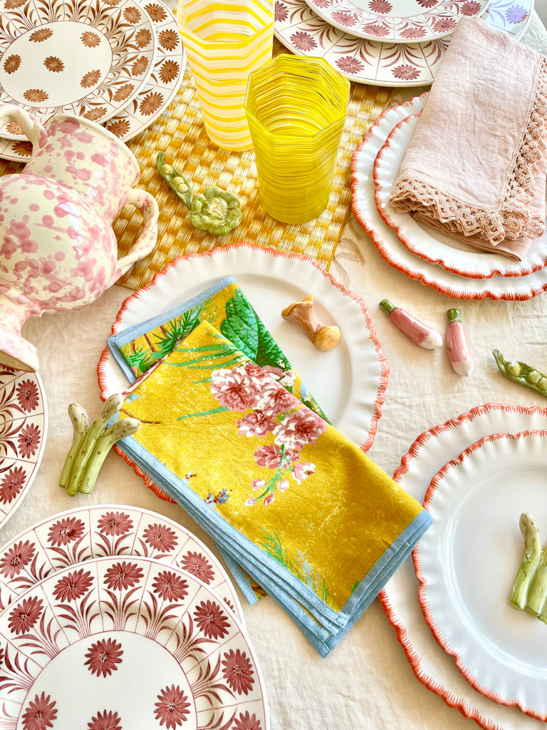 ruffle dinner plate orange edge 10.2 inch table layout with assorted styles of homeware