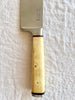 "chef knife with boxwood handle by pallares solsona 25cm blade detail view "