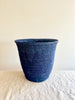 blue hand woven wastebasket side view