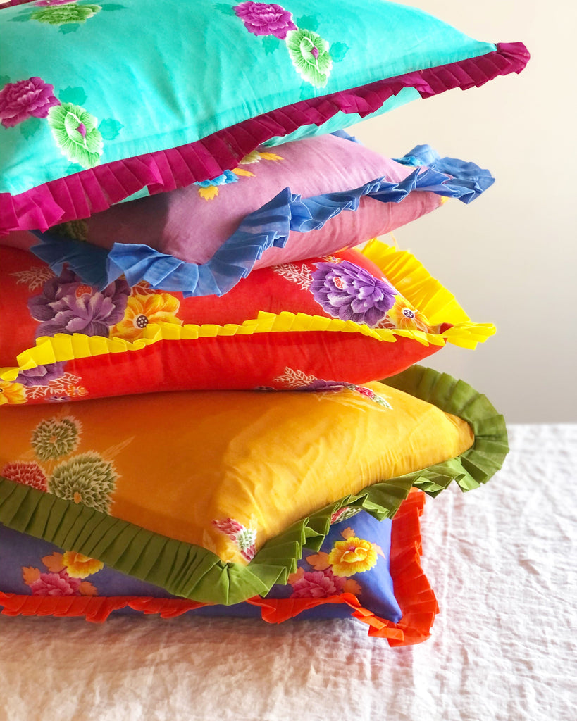bright assorted ruffle pillow covers 14 inch