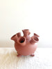 brown ceramic footed tulipiere 6 inches tall