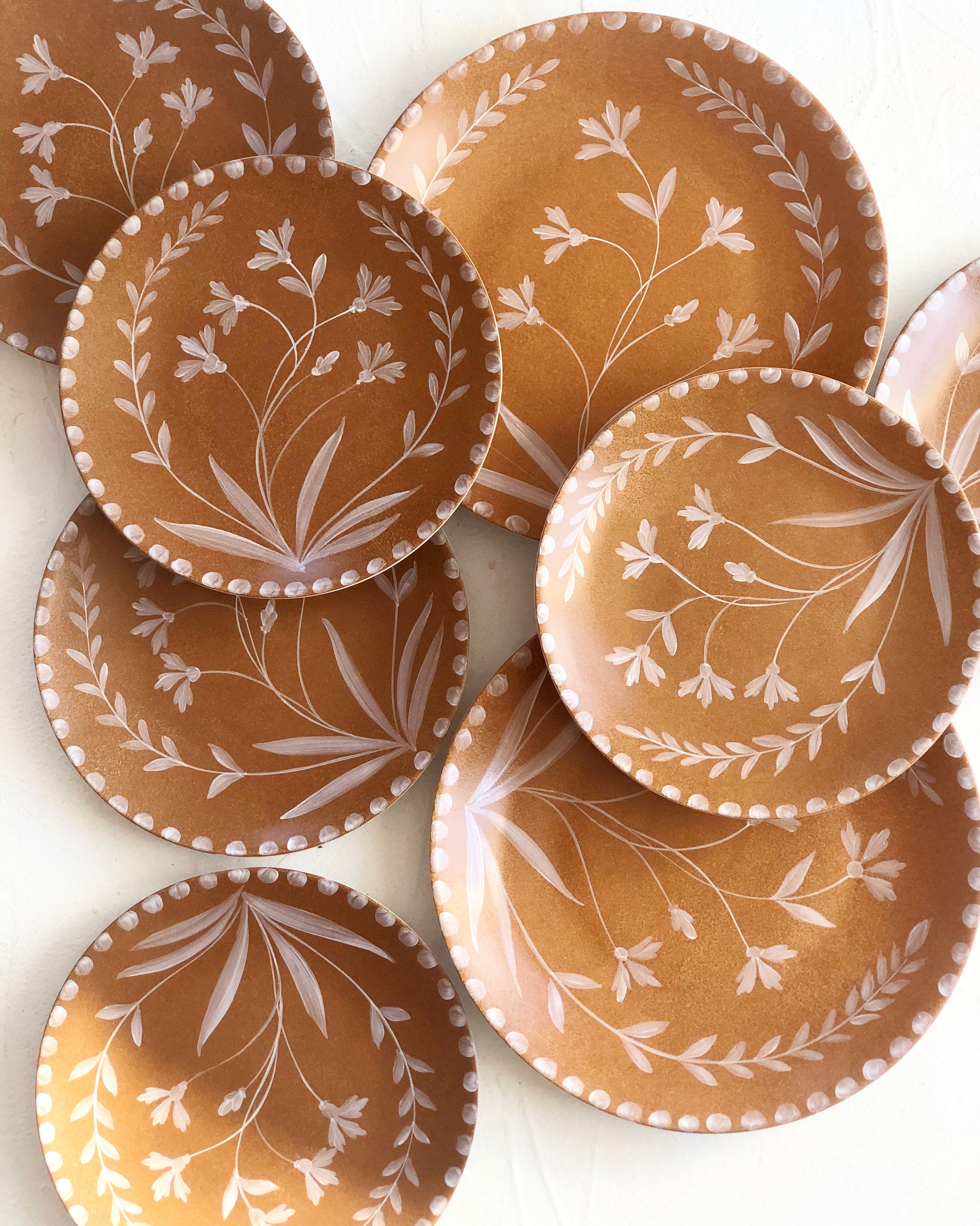 Umber toned brown salad plates collage