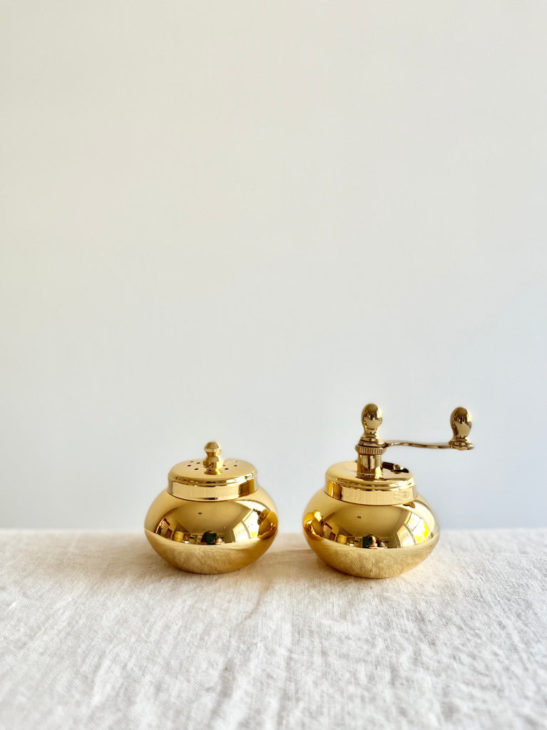 brass salt and pepper mill set
