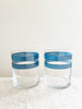 water glass with blue stripes 4 inch set