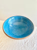 blue pasta bowl with peacock pattern inside view twelve inch aegean