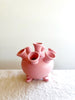 pink ceramic footed tulipiere 6 inches tall