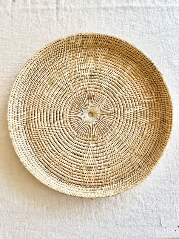 round woven tray fourteen inches