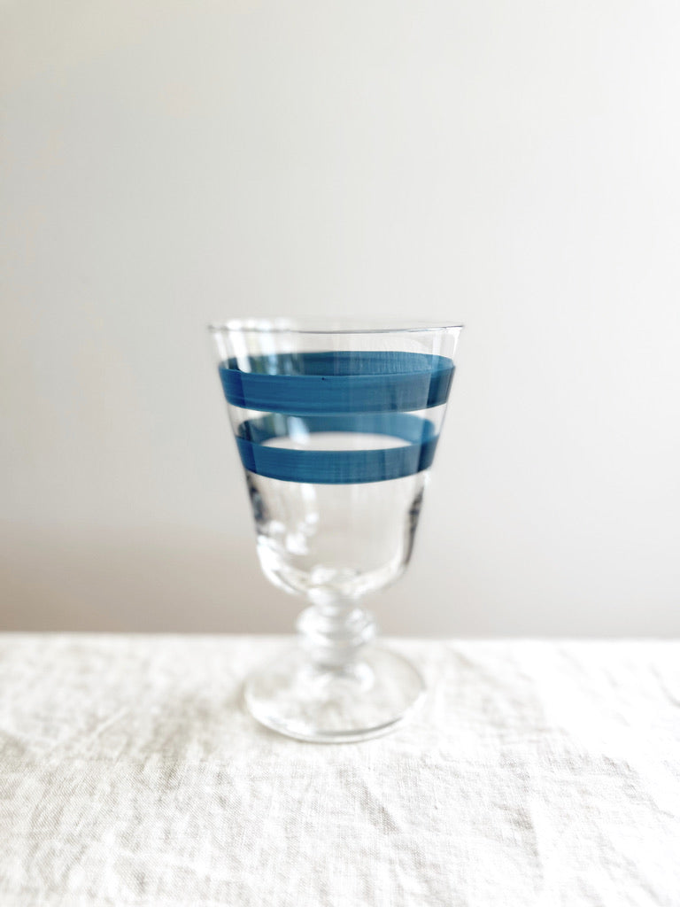 wine glass with blue stripes 5.5 inch