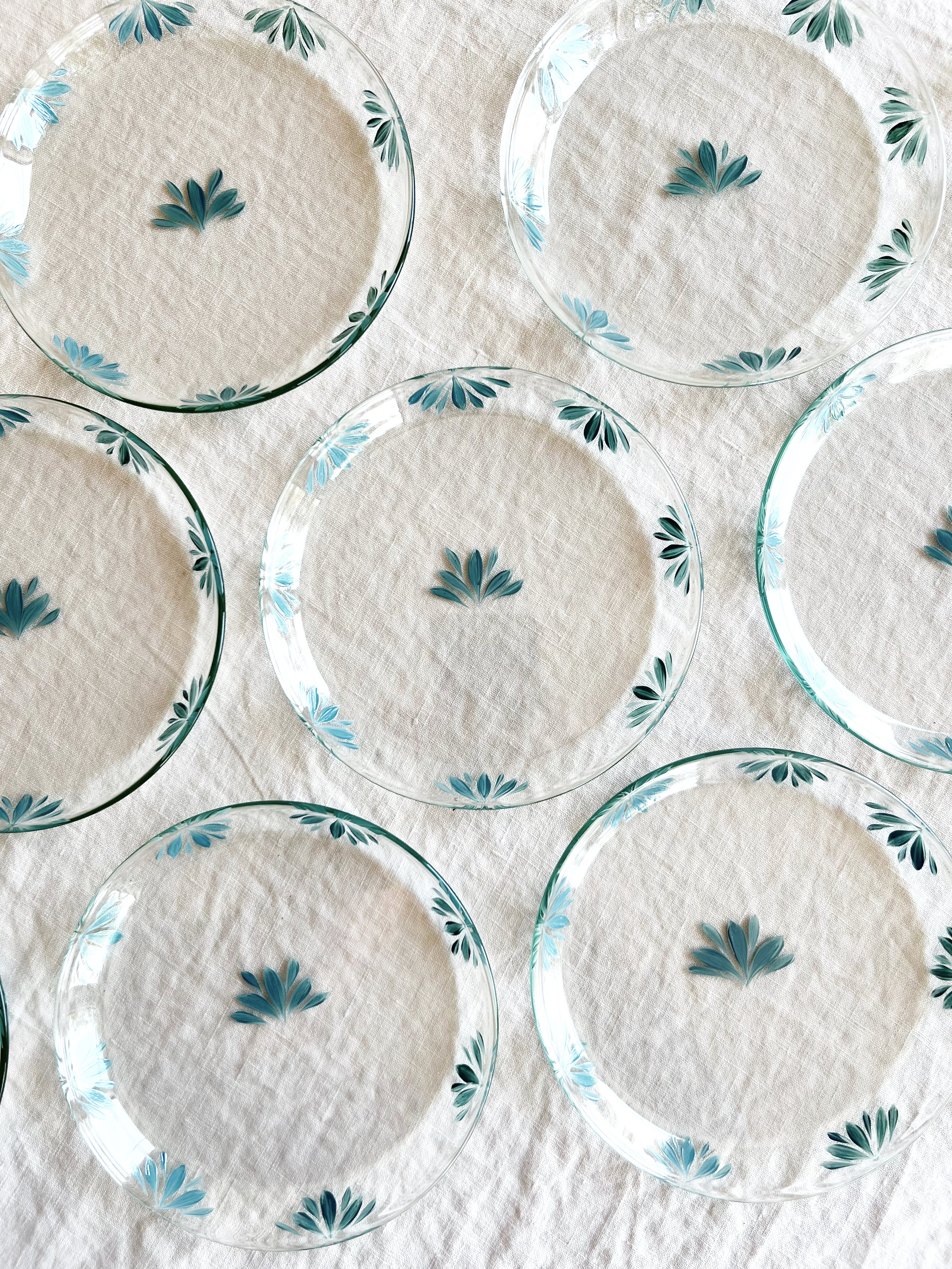 blue leaf bread plates jalisco on white table