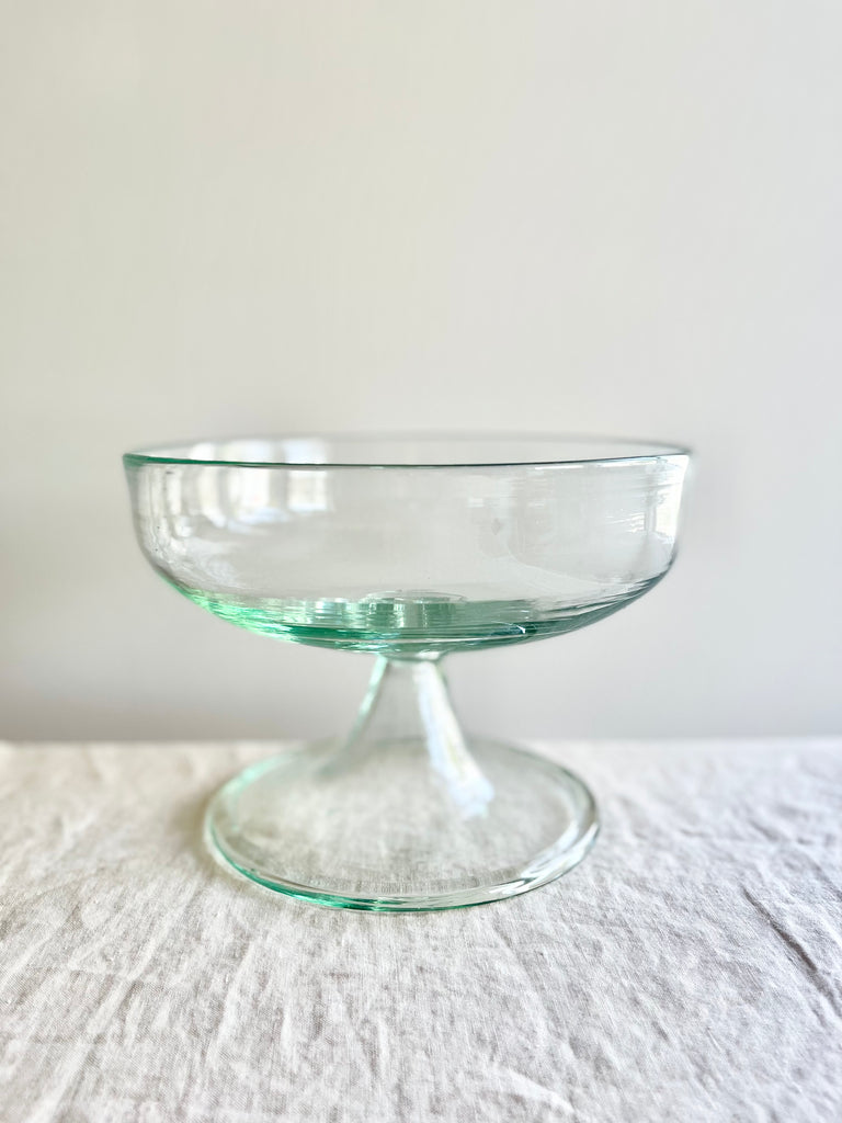 blown glass bowl footed clear short aria