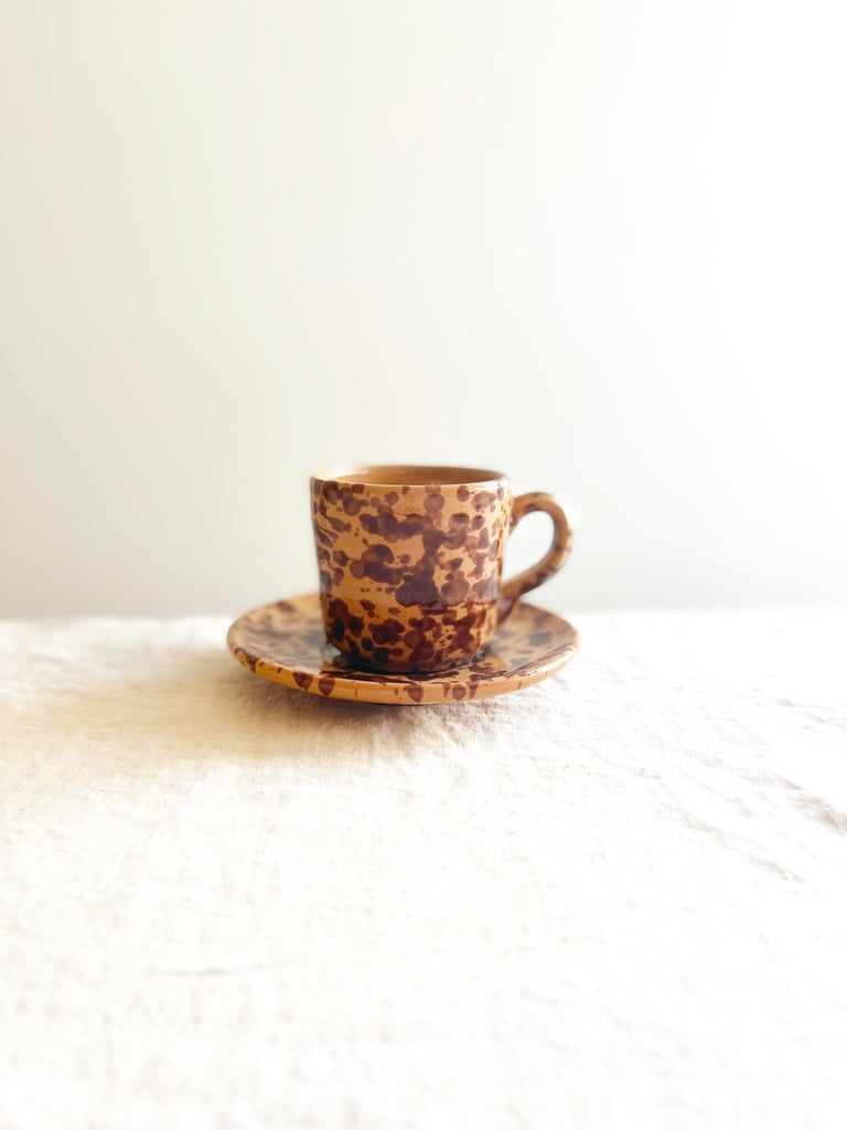 fasano espresso cup with brown splatter pattern