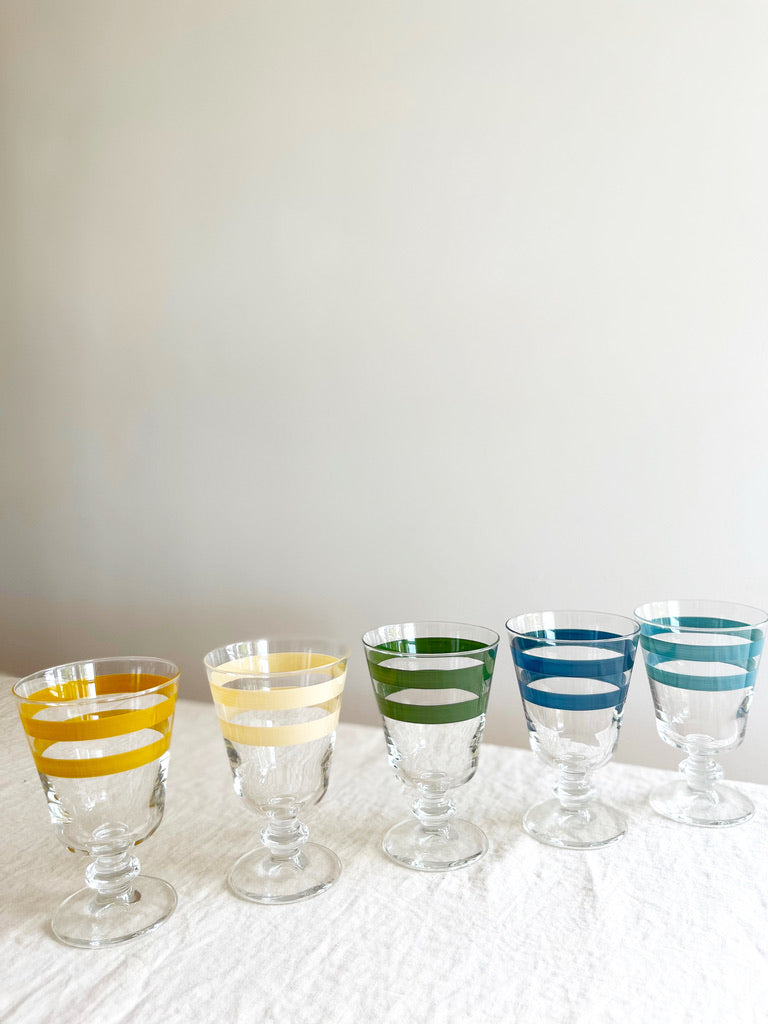 wine glass with blue stripes 5.5 inch with assorted colors