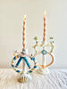 cream painted Earthenware Taper Candle Holder 11.5 inches tall in group of two