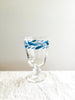 hand painted wine glasses with blue horizontal leaf pattern