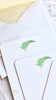 The Printery Fern Gully Note Cards white with green fern and yellow edge 6.25 by 4.5 inches with yellow lined envelope